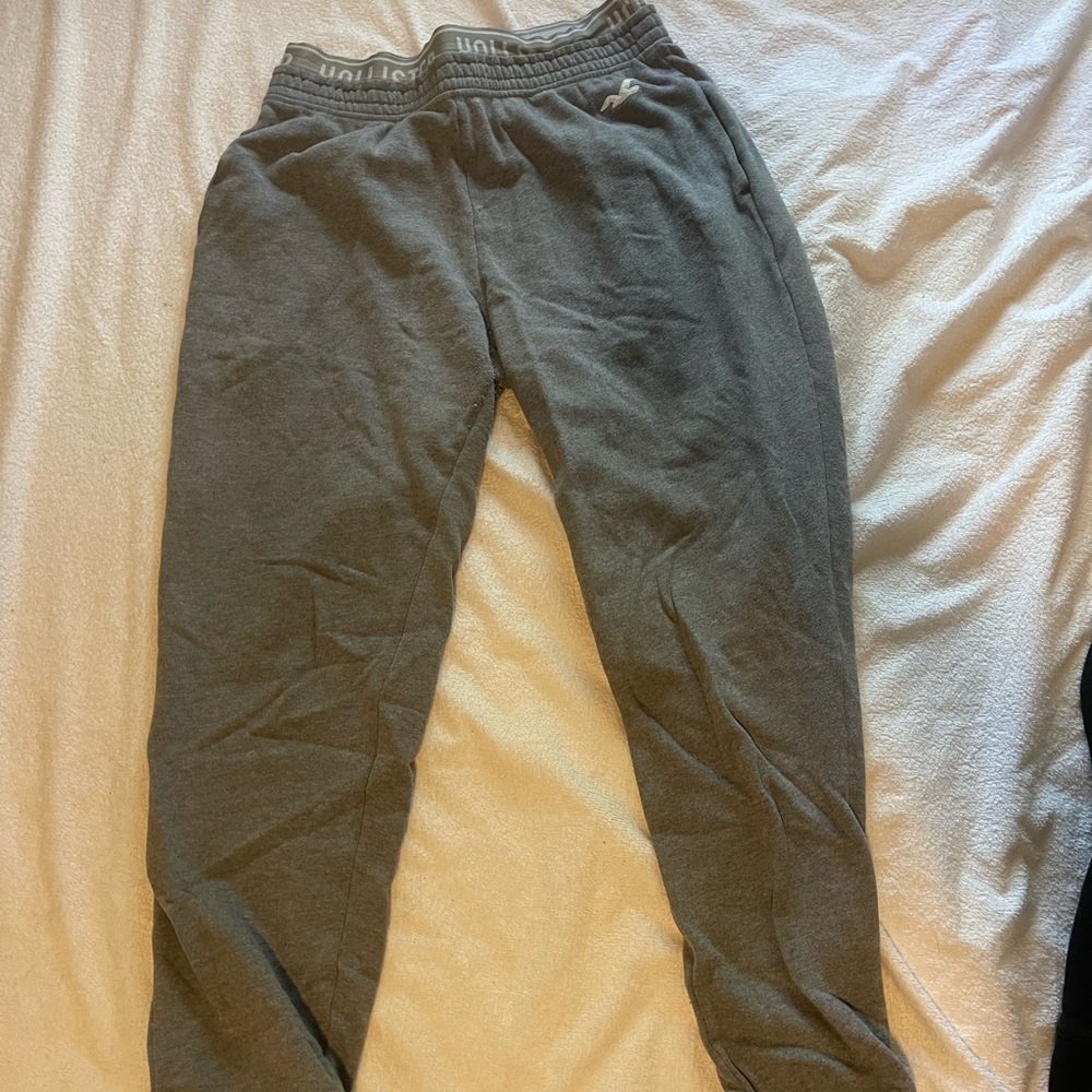 Hollister Joggers with Branded Waistband Size Medium, Grey, Worn